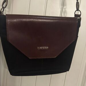 Leather & Canvas Crossbody Bag - Brown/Black R.RIVETER American